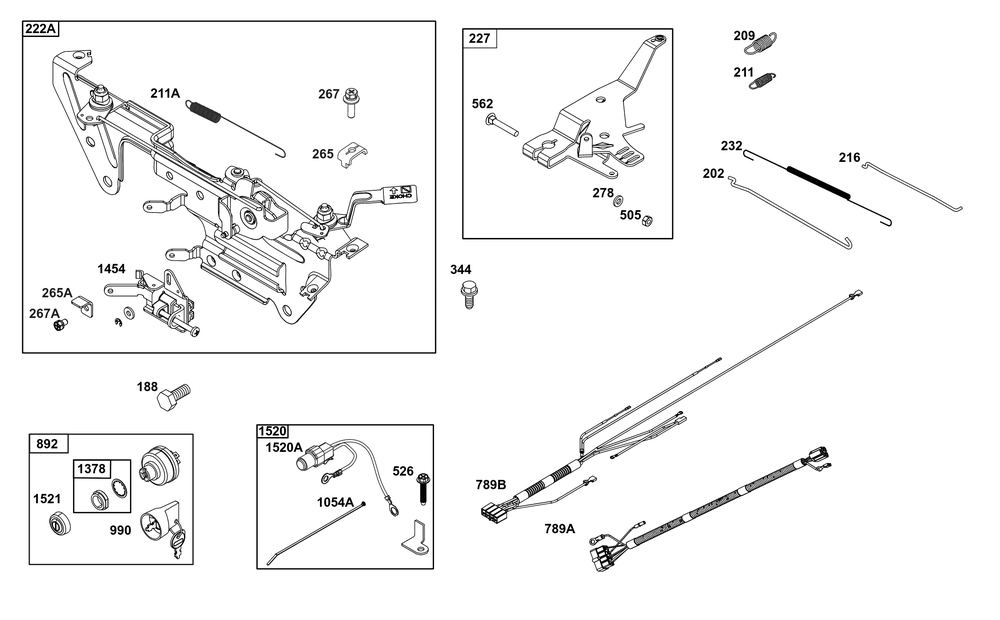 Controls Group Diagram and Parts List for 613477-4231-J1 400000 - 699999 Briggs and Stratton Engine